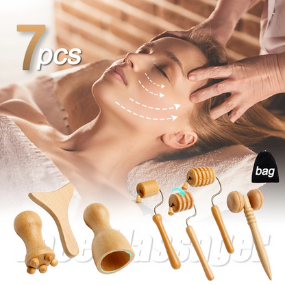 Face Massager Wooden Therapy Slimming Gua Sha Wrinkle Remover Kit