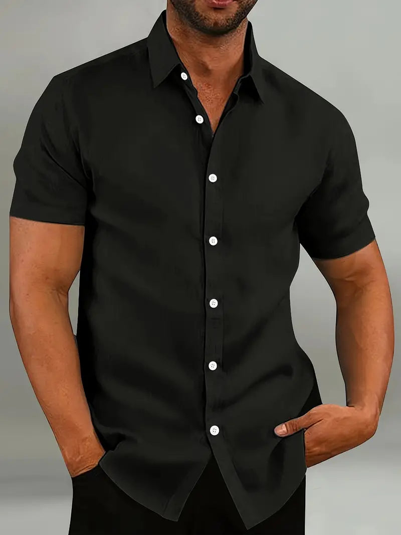 Relaxed Fit Men's Short Sleeve Dress Shirt