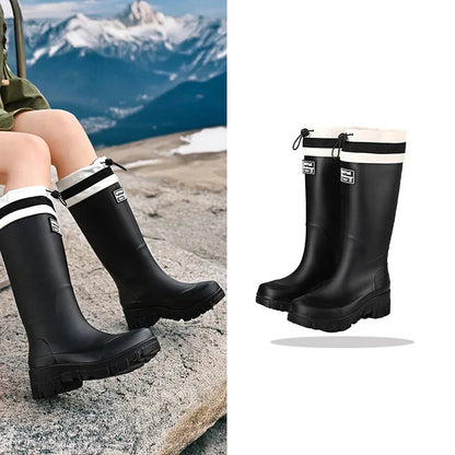 Rain Boots for Autumn - Retro Waterproof Rubber Boots with Non-Slip Sole for Women