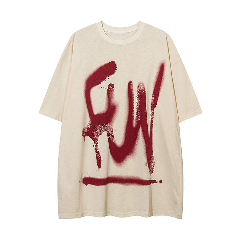 Women's Casual Cotton Short Sleeve T-Shirt with Letter Print