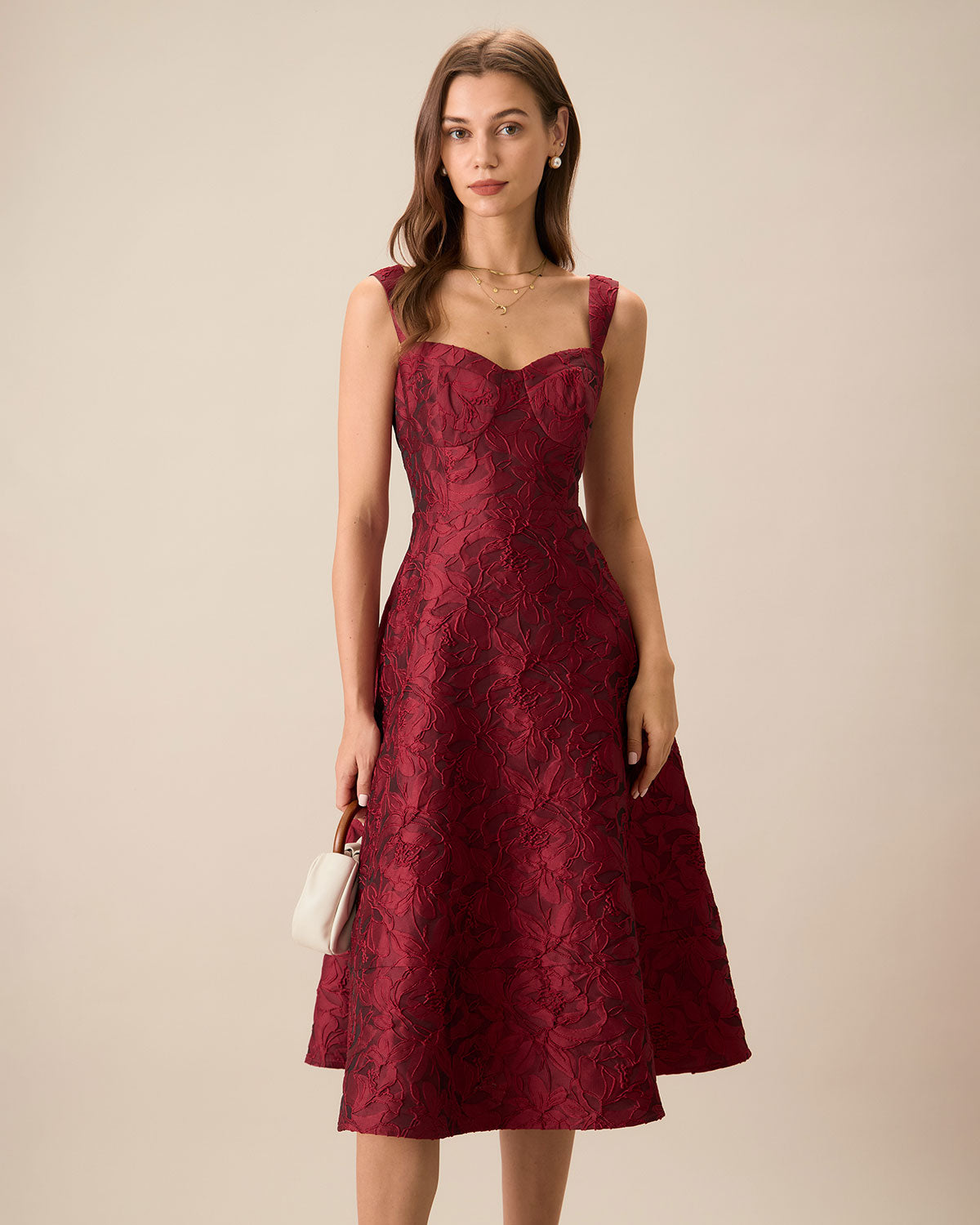 Elegant Lace Fit and Flare Wedding Guest Dress - OutfitLondon