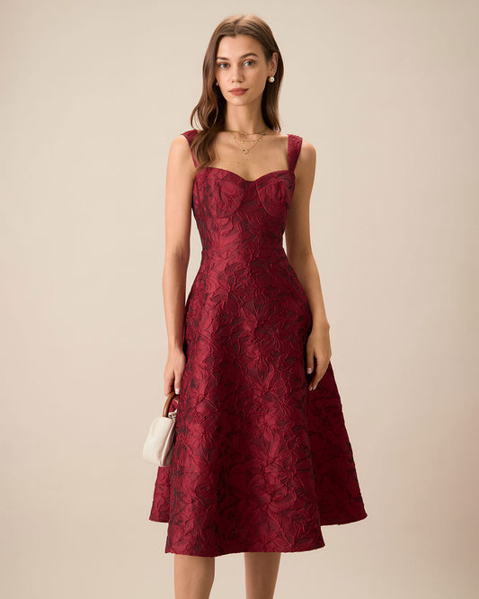 Elegant Lace Fit and Flare Wedding Guest Dress - OutfitLondon
