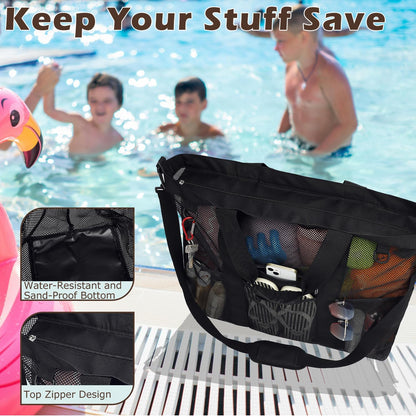 Big Clearance Mesh Beach Bag with 8 Compartments