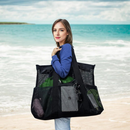 Big Clearance Mesh Beach Bag with 8 Compartments