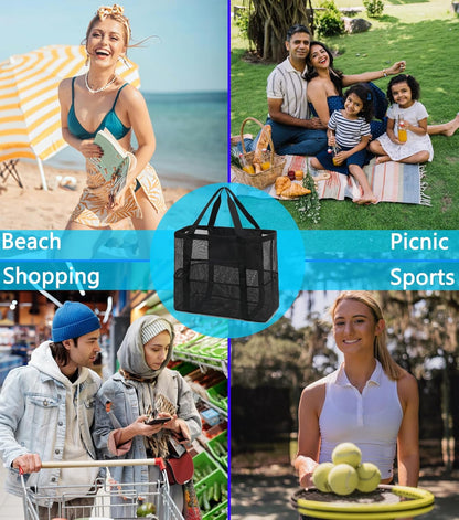 Big Clearance Mesh Beach Bag with 8 Compartments