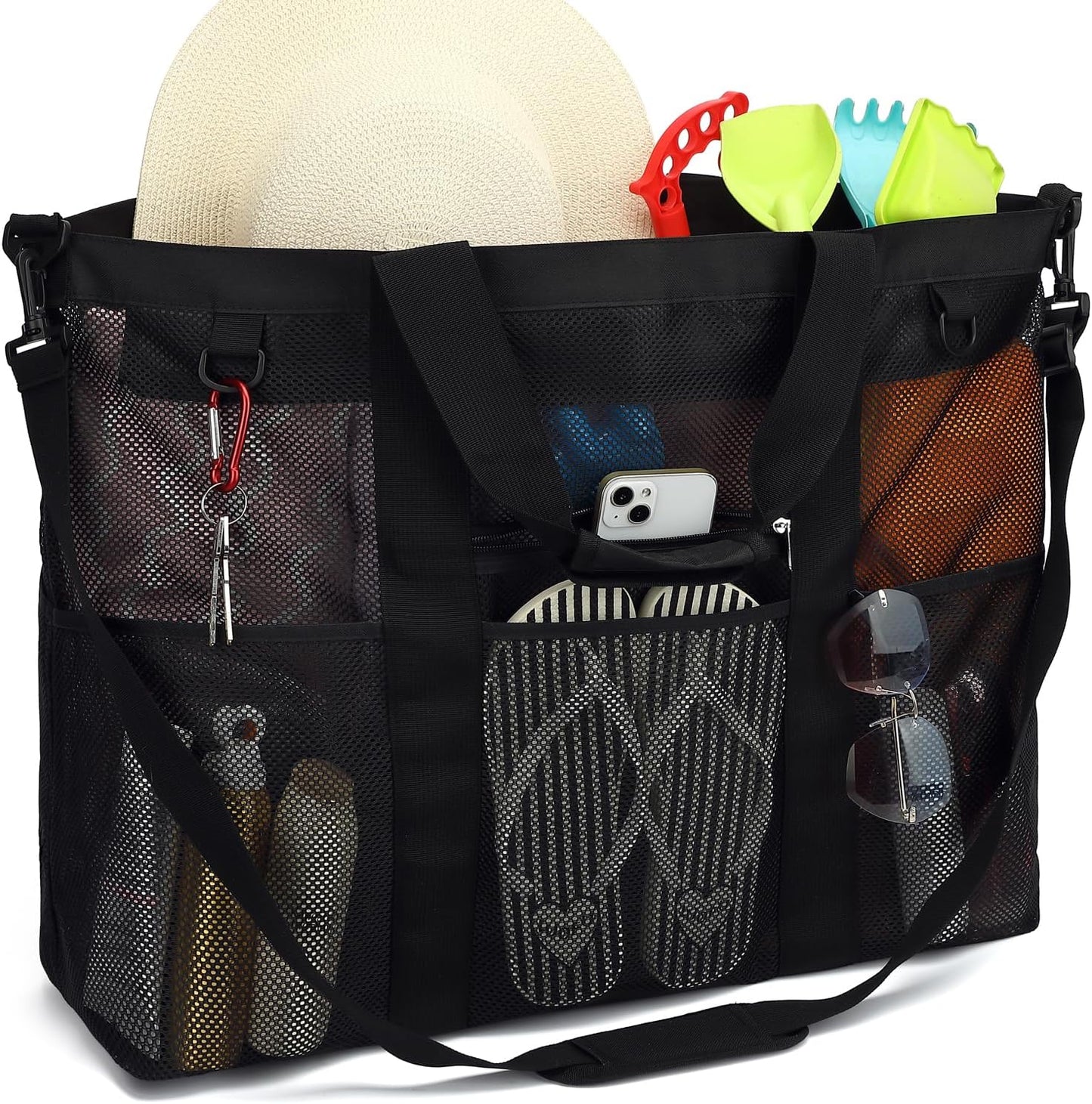 Big Clearance Mesh Beach Bag with 8 Compartments