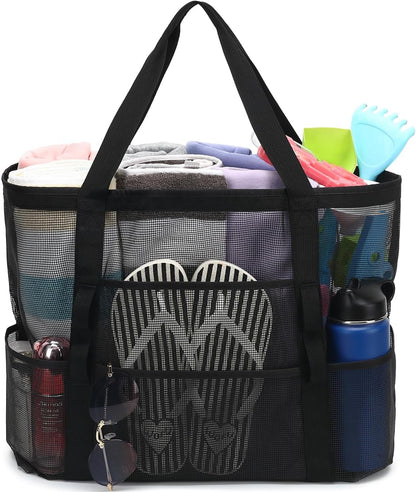Big Clearance Mesh Beach Bag with 8 Compartments