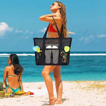 Big Clearance Mesh Beach Bag with 8 Compartments
