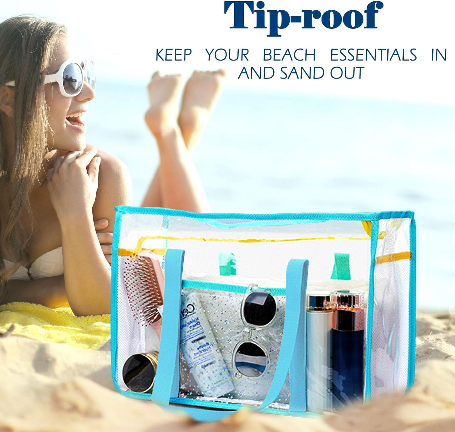 Big Clearance Mesh Beach Bag with 8 Compartments