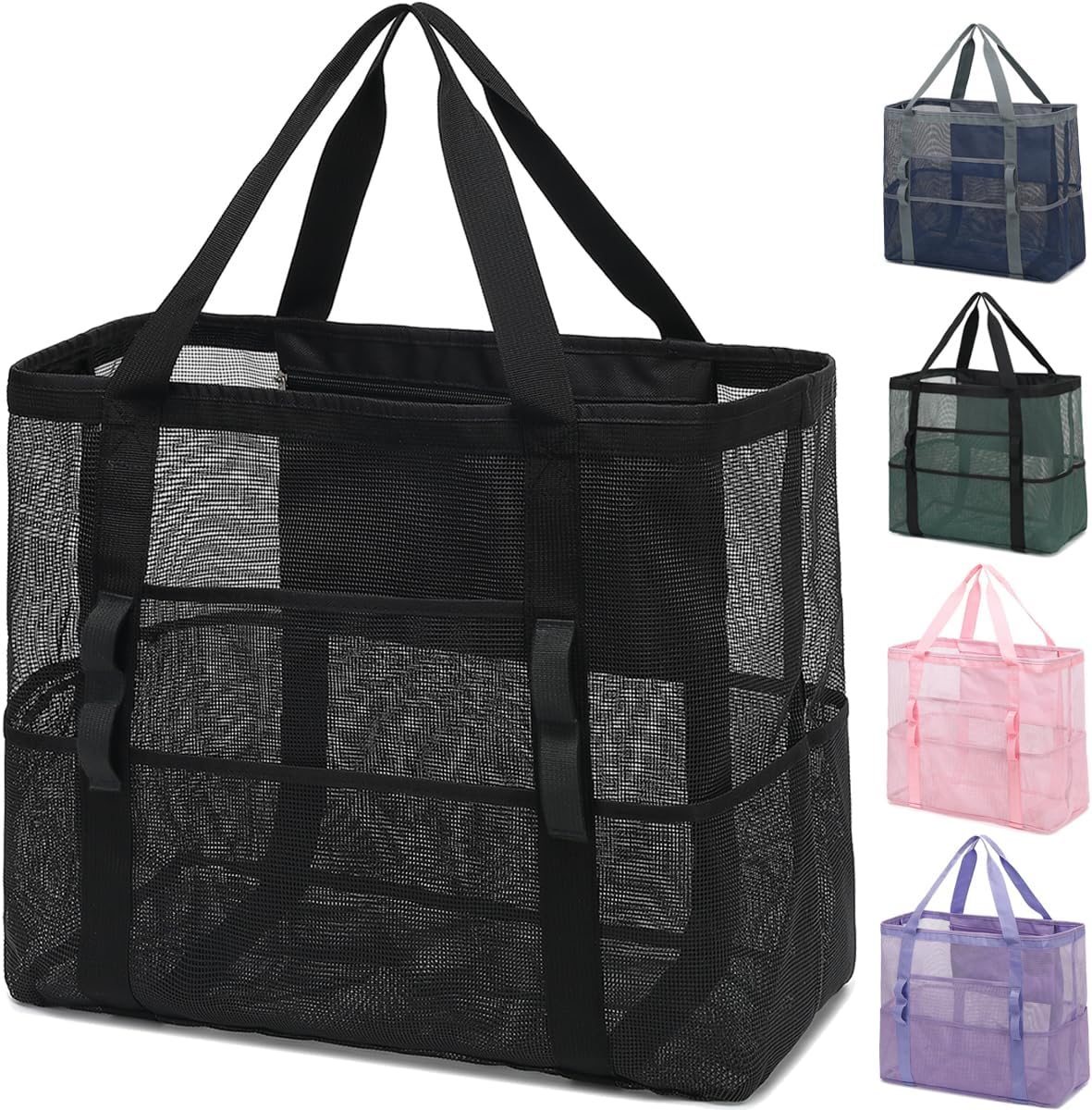 Big Clearance Mesh Beach Bag with 8 Compartments