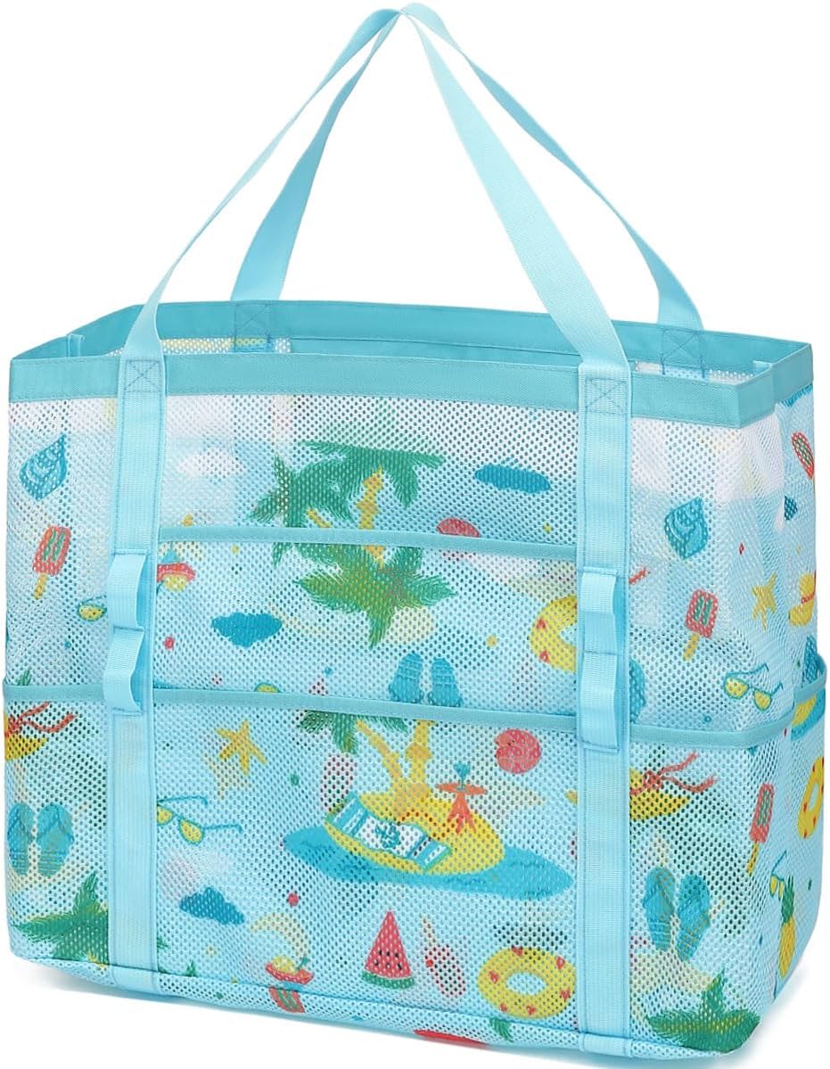 Big Clearance Mesh Beach Bag with 8 Compartments