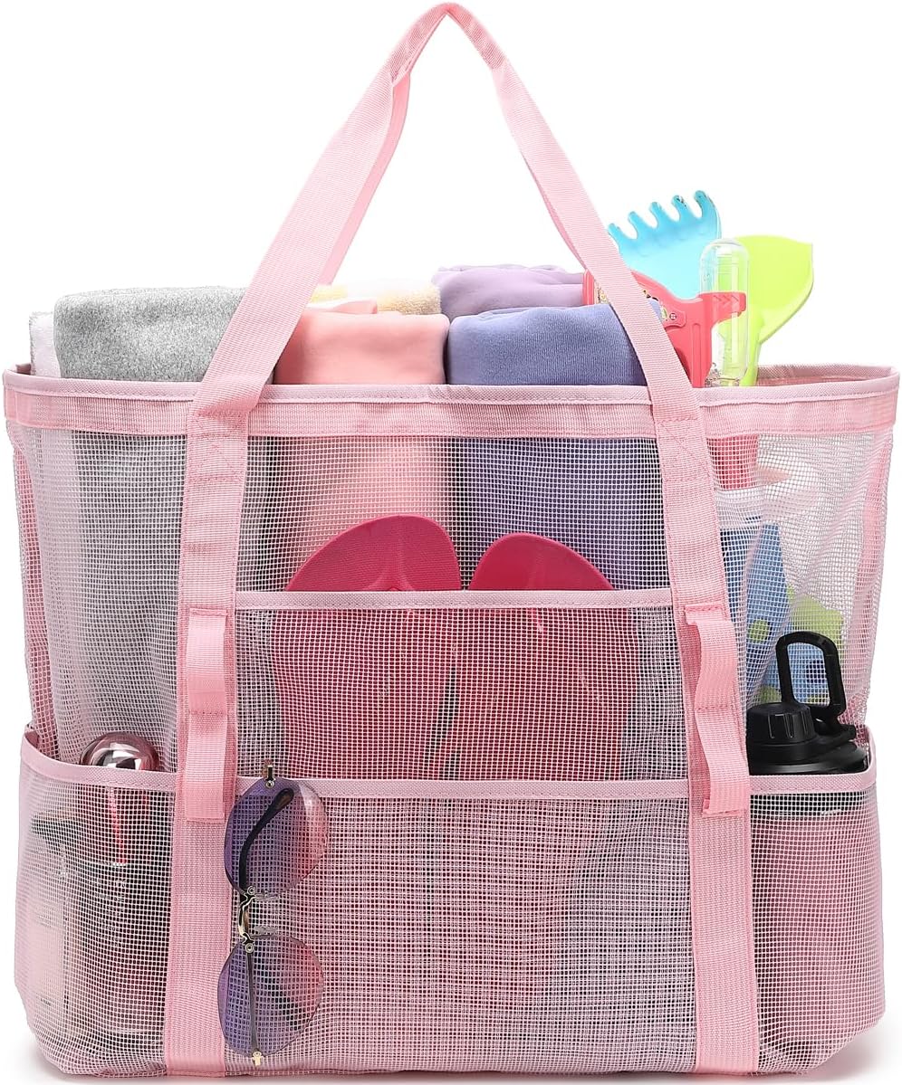Big Clearance Mesh Beach Bag with 8 Compartments