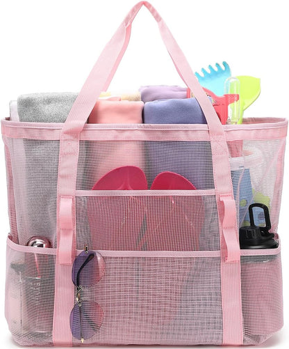 Big Clearance Mesh Beach Bag with 8 Compartments
