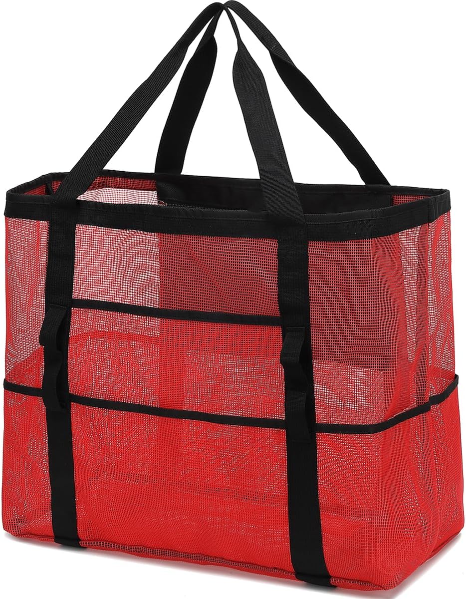Big Clearance Mesh Beach Bag with 8 Compartments