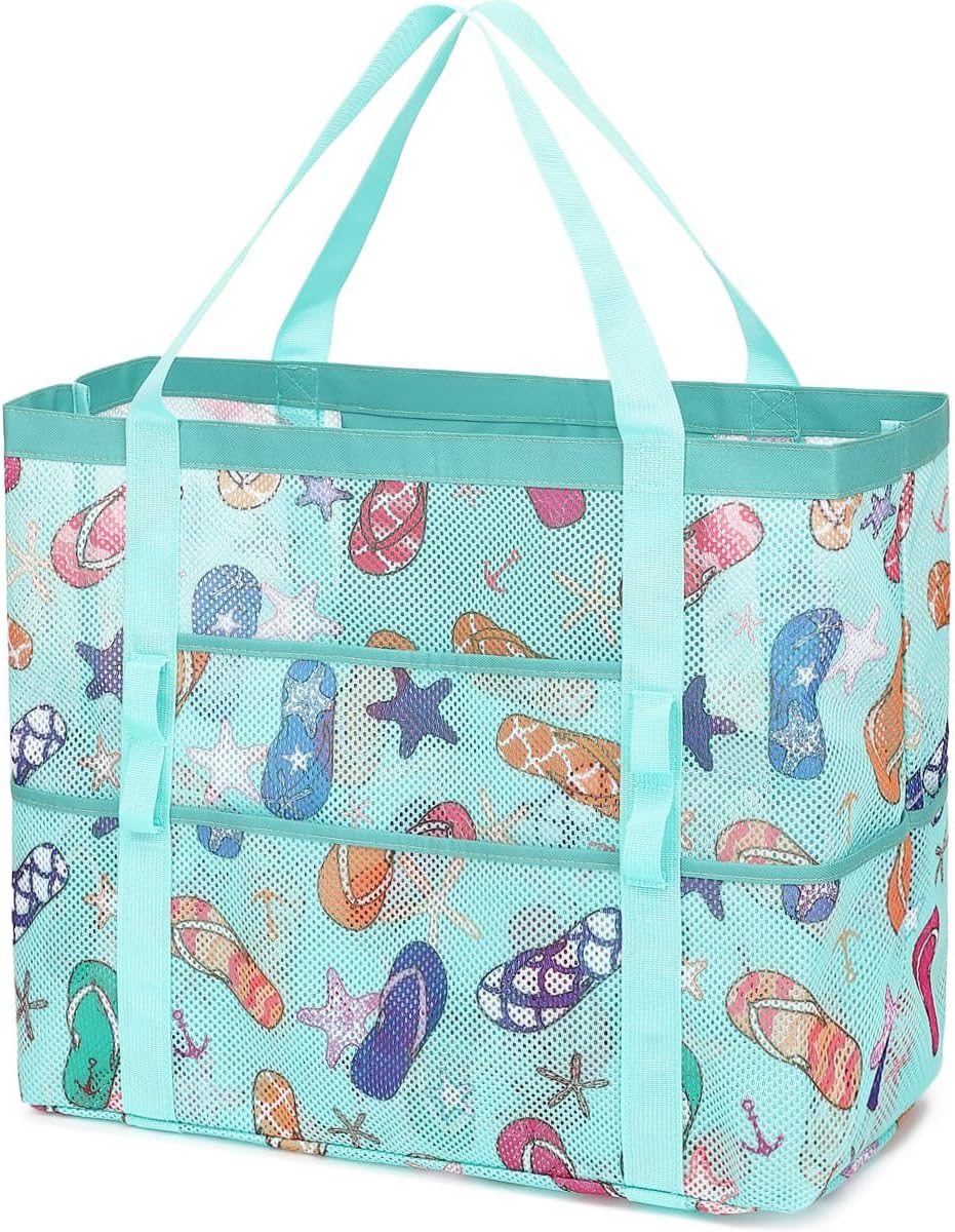 Big Clearance Mesh Beach Bag with 8 Compartments
