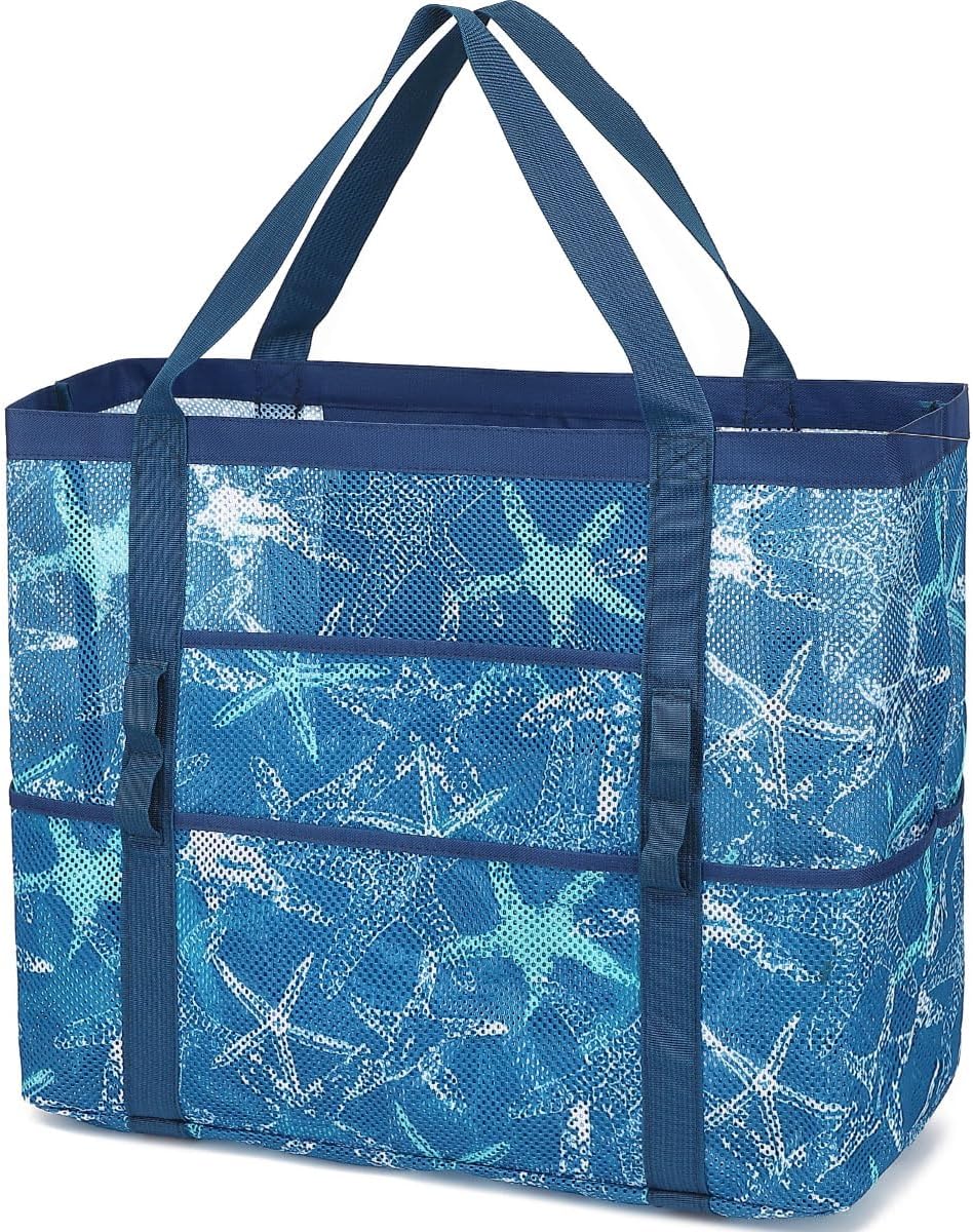 Big Clearance Mesh Beach Bag with 8 Compartments