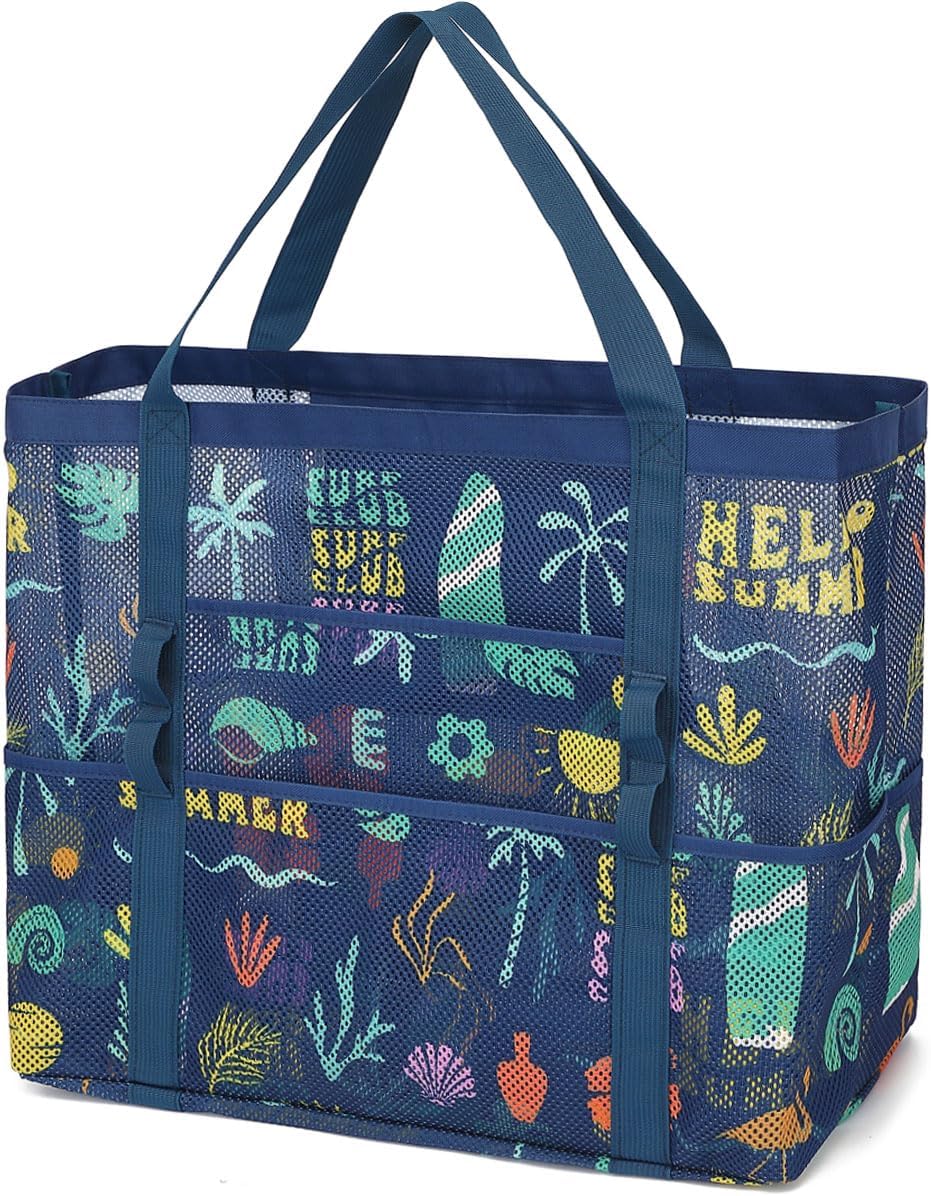 Big Clearance Mesh Beach Bag with 8 Compartments