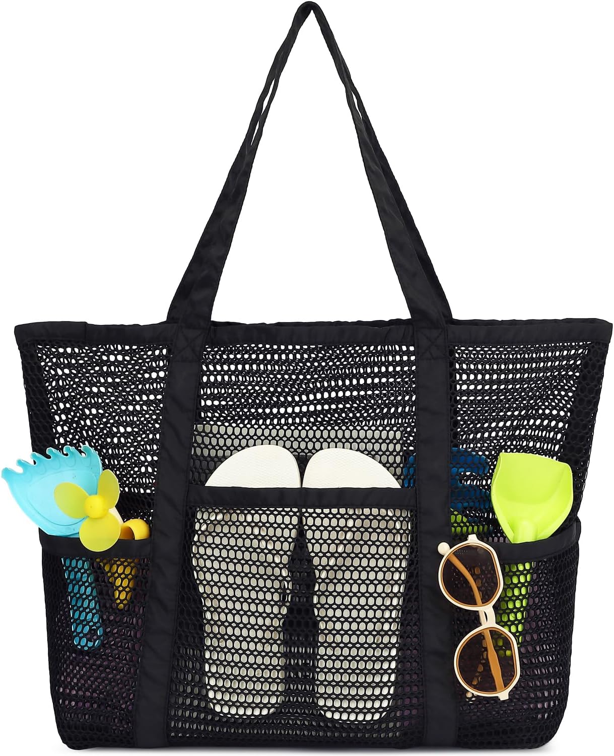 Big Clearance Mesh Beach Bag with 8 Compartments