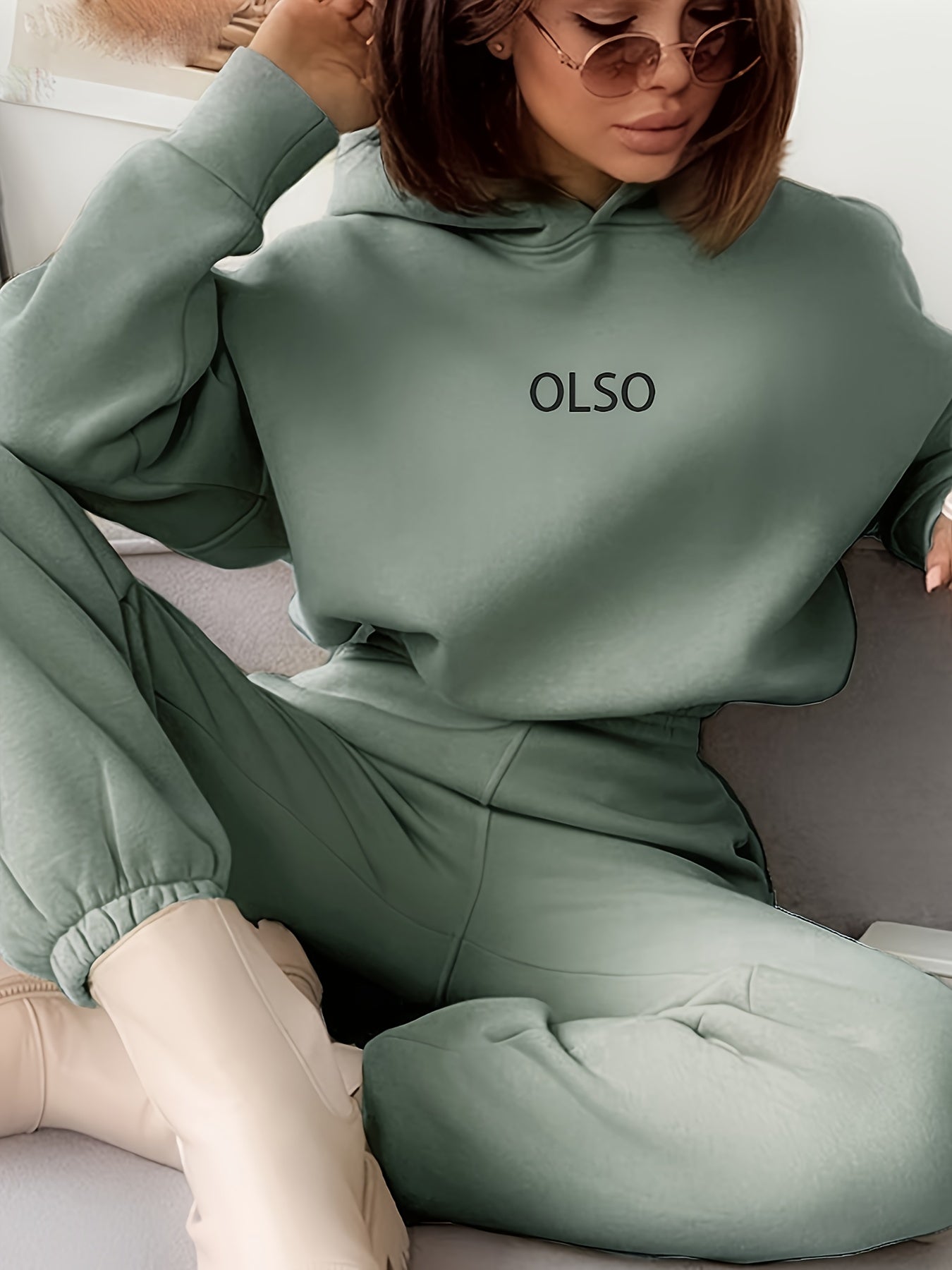 Soft Women's Hooded Sweat Suit with Stretchy Waist