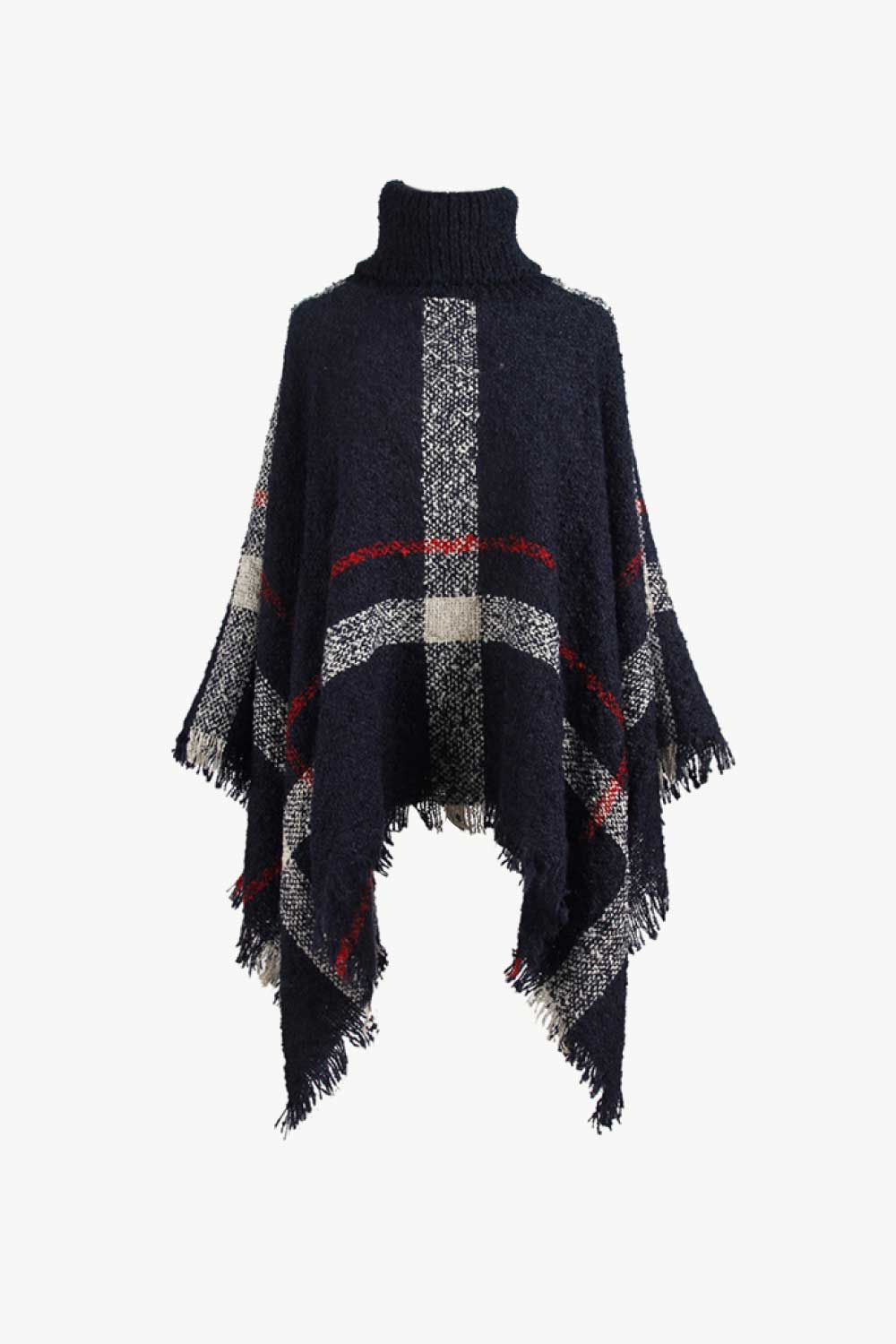 Fashionable Fringe Open Front Poncho Coat