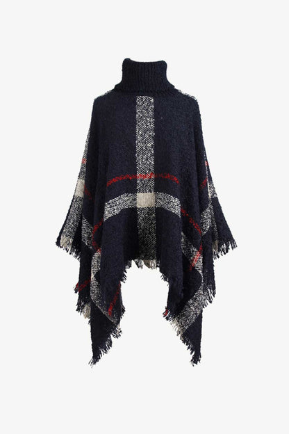 Fashionable Fringe Open Front Poncho Coat