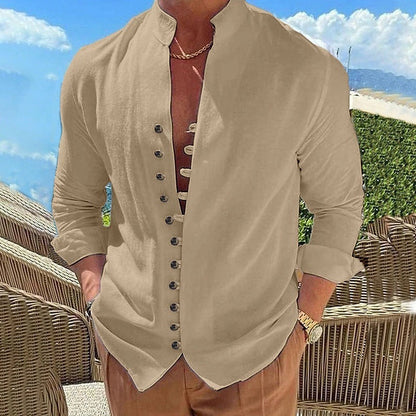 Classic Men's Casual Long Sleeve Cotton Shirt