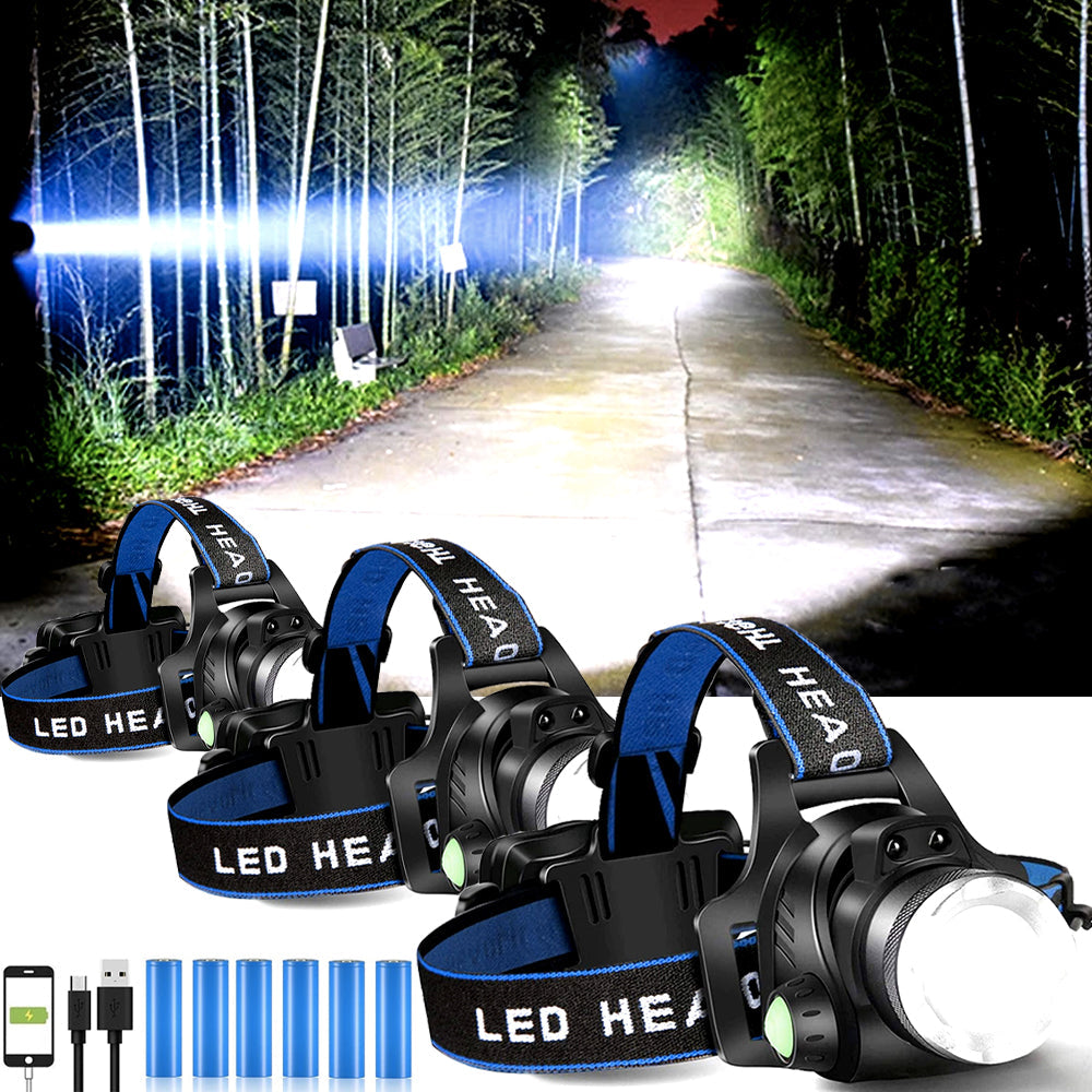 Rechargeable Led Headlamp With 2 Rechargeable Battery