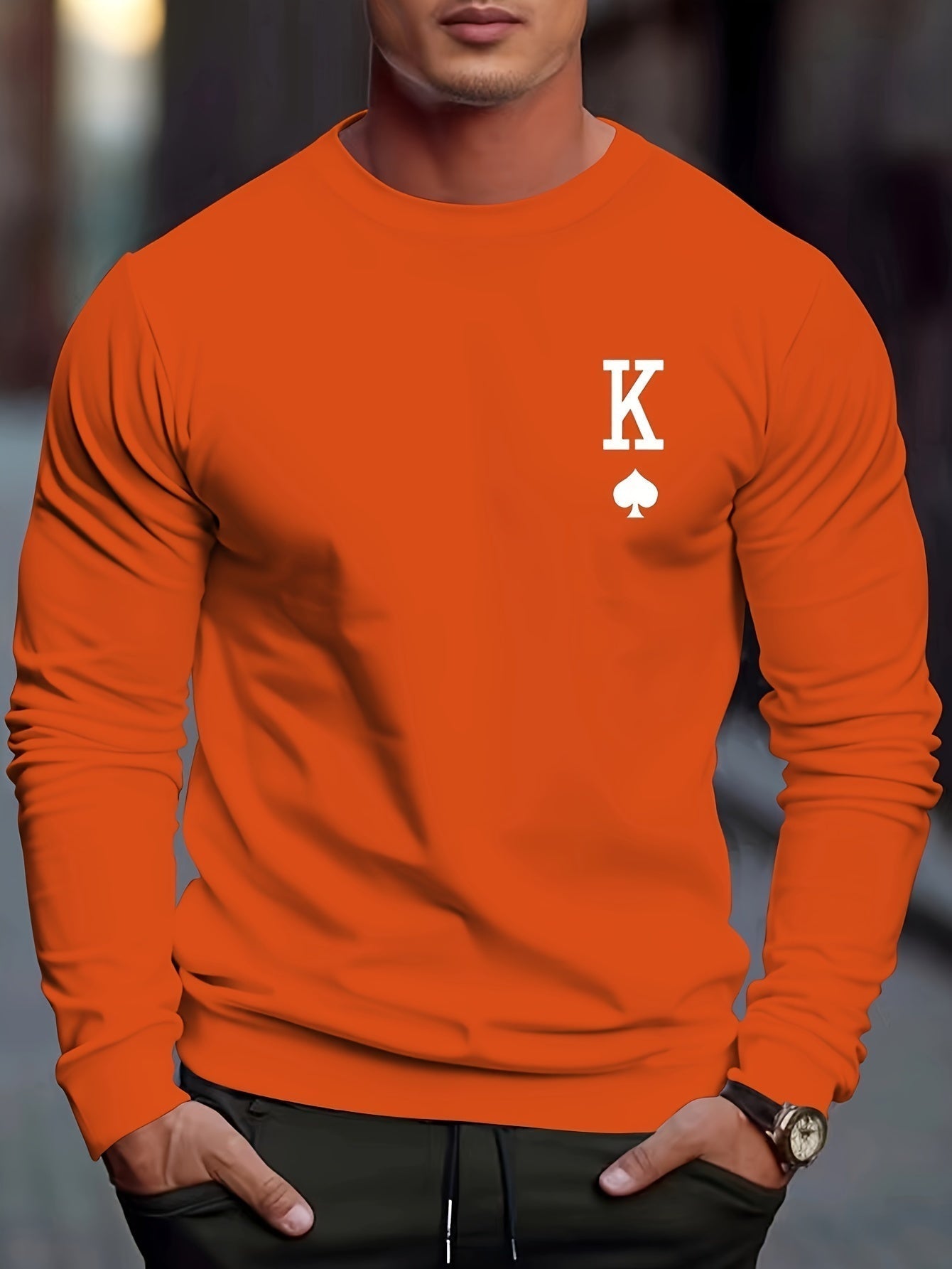 Warm Spade Print Mens Winter Hoodie
