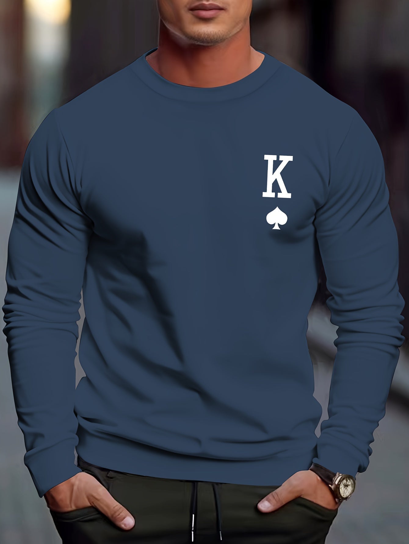 Warm Spade Print Mens Winter Hoodie