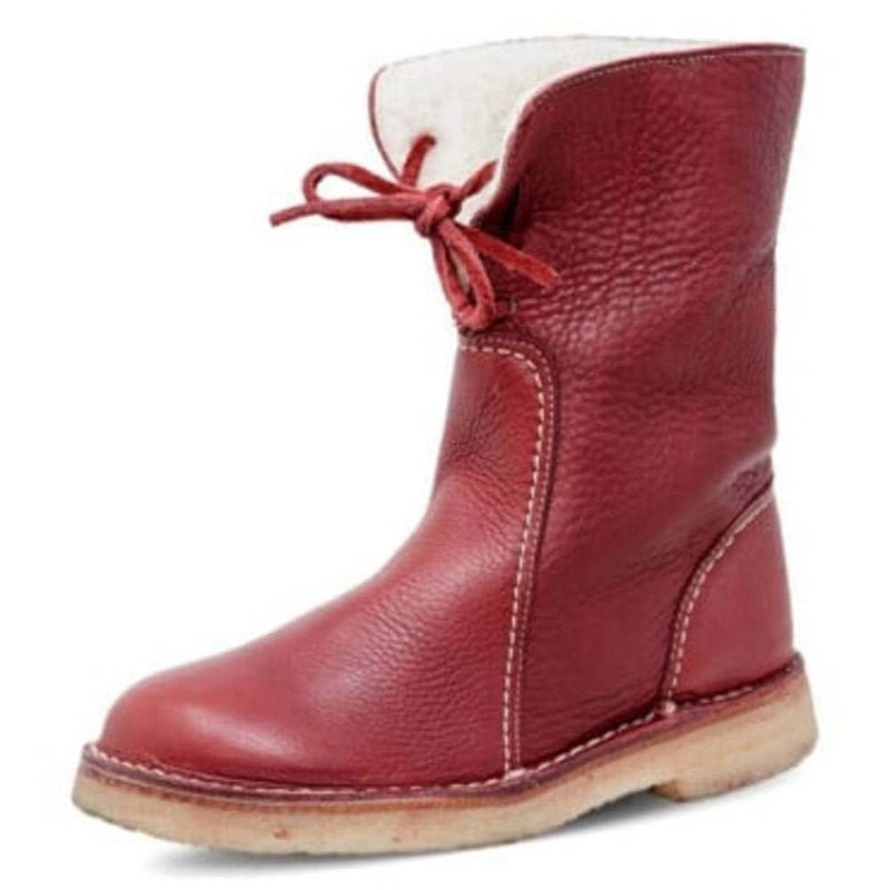 Warm Cotton Lined Waterproof Snow Ankle Boots Wide Width Flat Booties