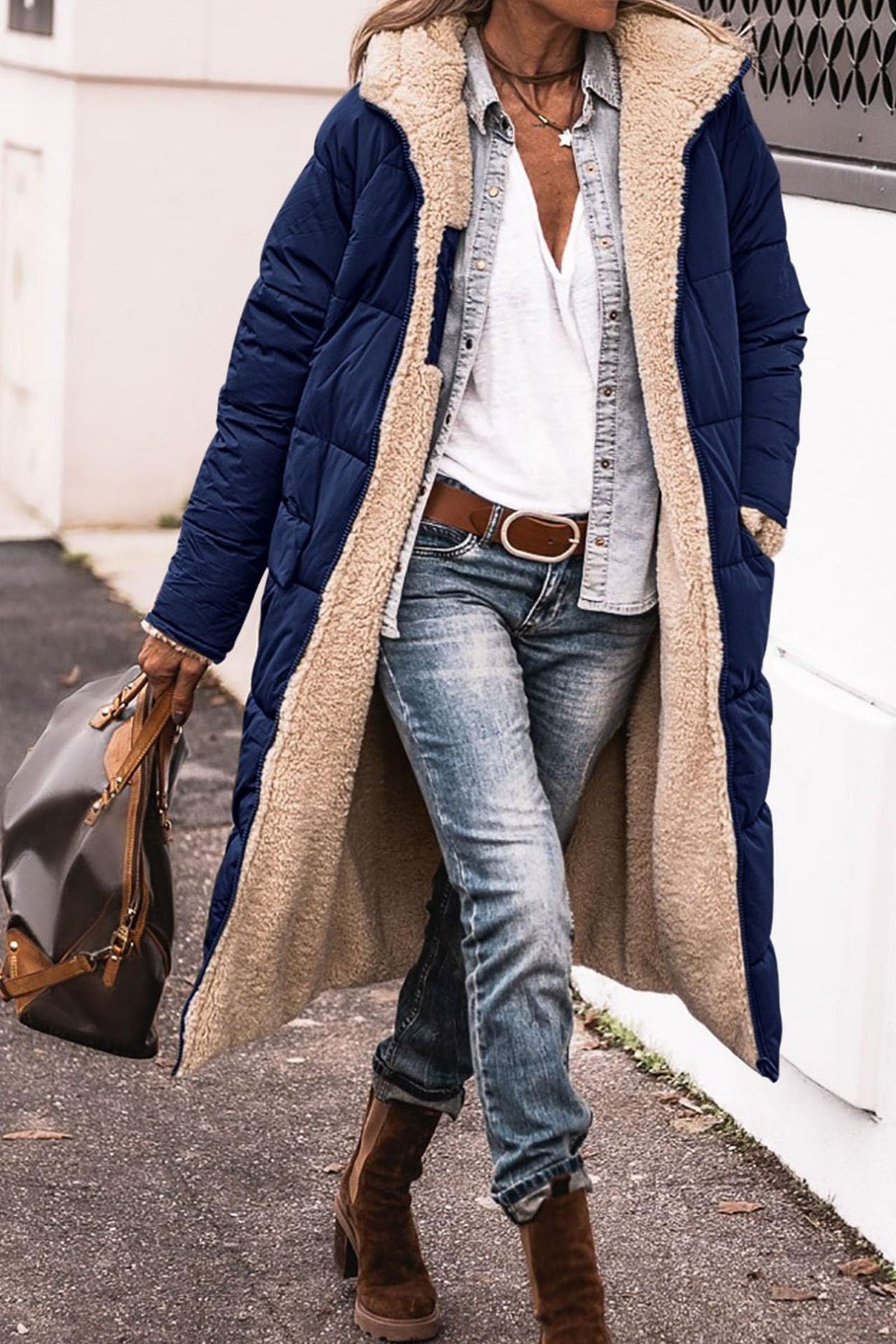 Women's Classic Hooded Wool Blend Long Winter Coat
