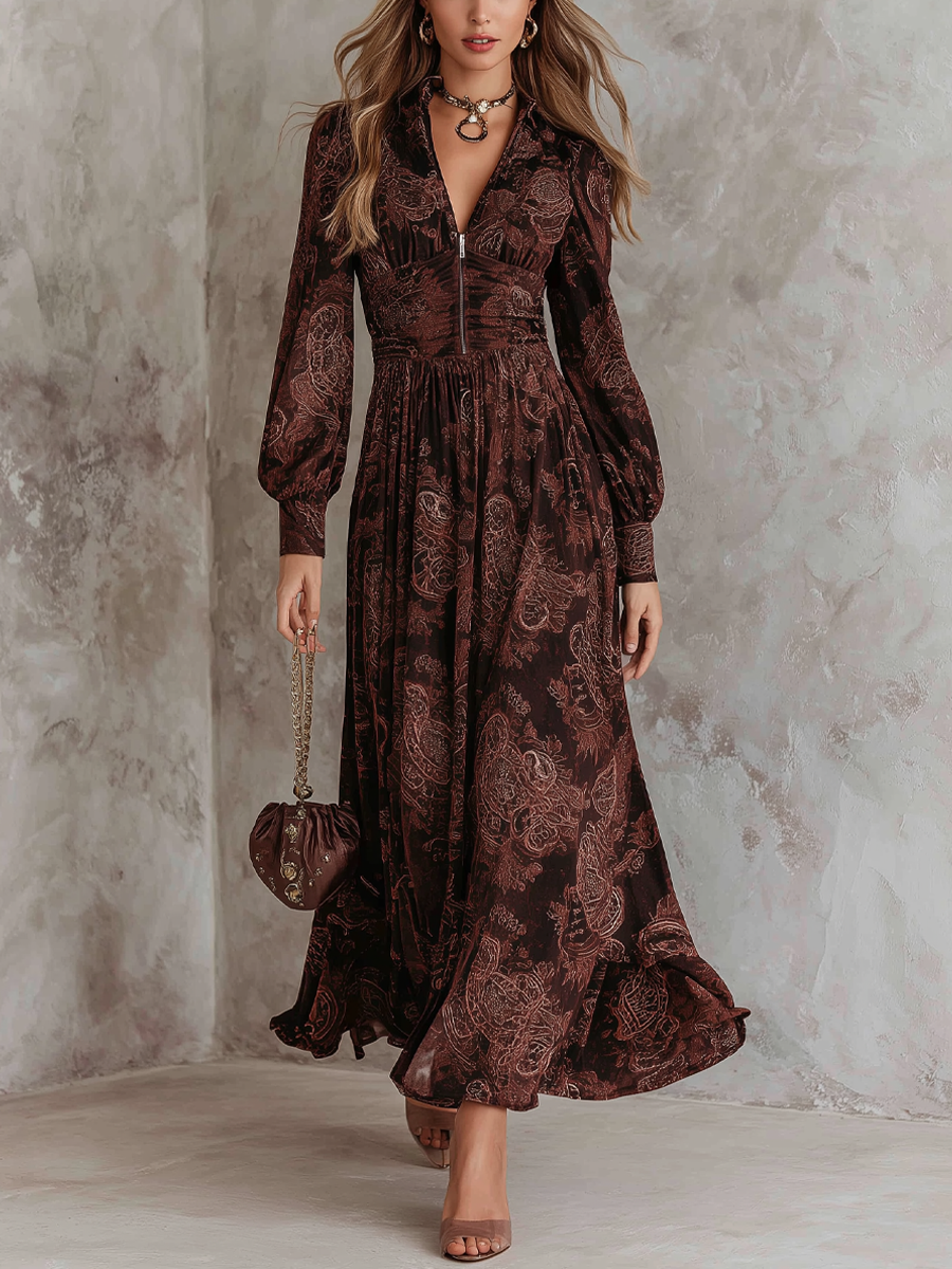 Boho Chic Floral Maxi Dress with Zip Waist - OutfitLondon
