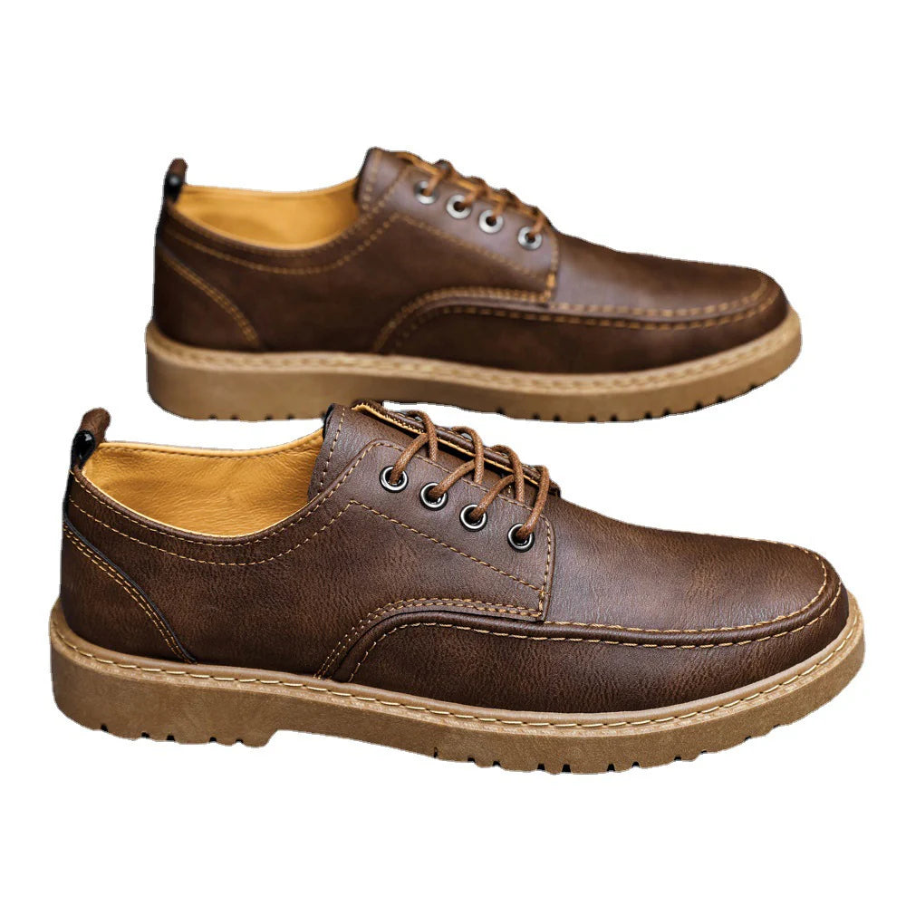 Men's Lace-up Shoes Robust Leather Shoes in Casual Style for Leisure and Everyday use