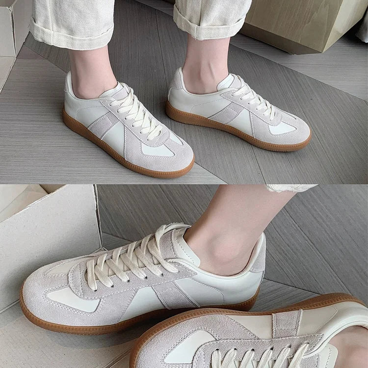 White Leather Low Top Sneakers Shoes