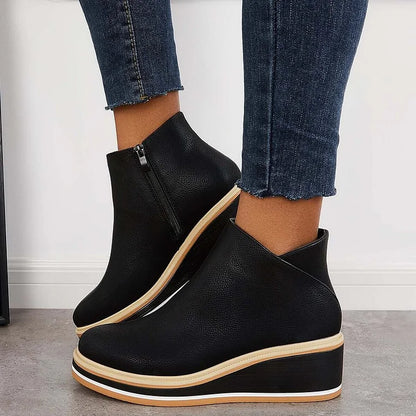 Fashionable Ankle Boots with Side Zipper