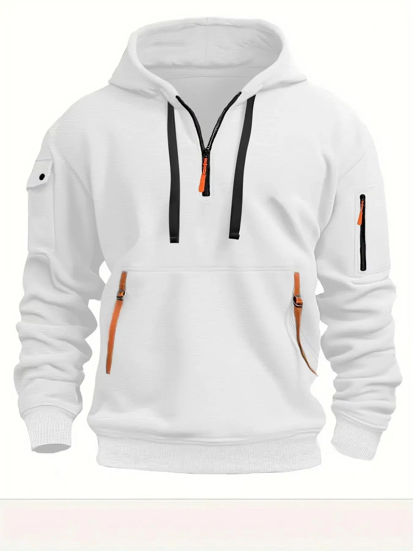 Traditional British Zipper Hooded Sweatshirt with Pockets