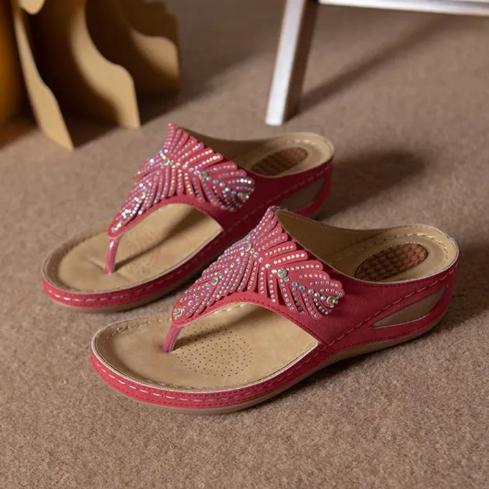 Women Casual Orthopedic Sandals, Crystal Rome Fashion Clip Toe Slippers