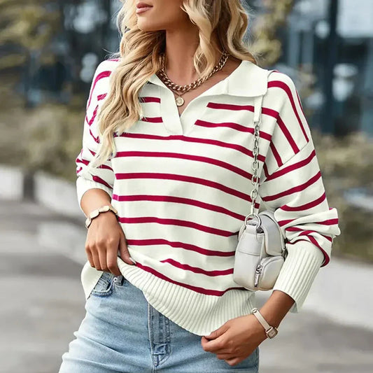 Warm Striped Crew Neck Winter Sweater - OutfitLondon