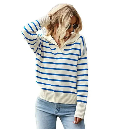Warm Striped Crew Neck Winter Sweater