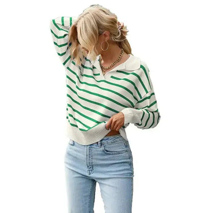 Warm Striped Crew Neck Winter Sweater