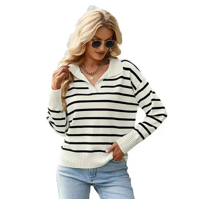 Warm Striped Crew Neck Winter Sweater
