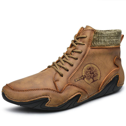 Barefoot Beck Shoes Men's Handmade Soft Slip Resistant Lace Up Leather Ankle Boots