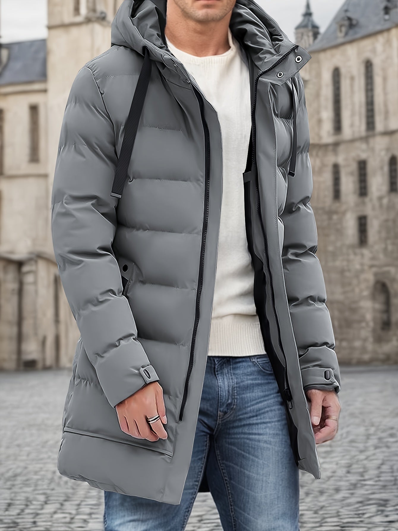 Warm Waterproof Men's Puffer Hooded Jacket
