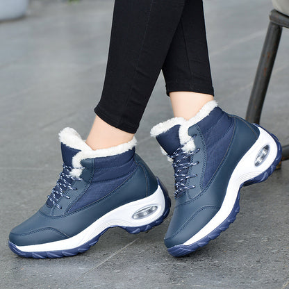 Women Air Cushion Sneakers Boots Warm Fur-Lining Booties