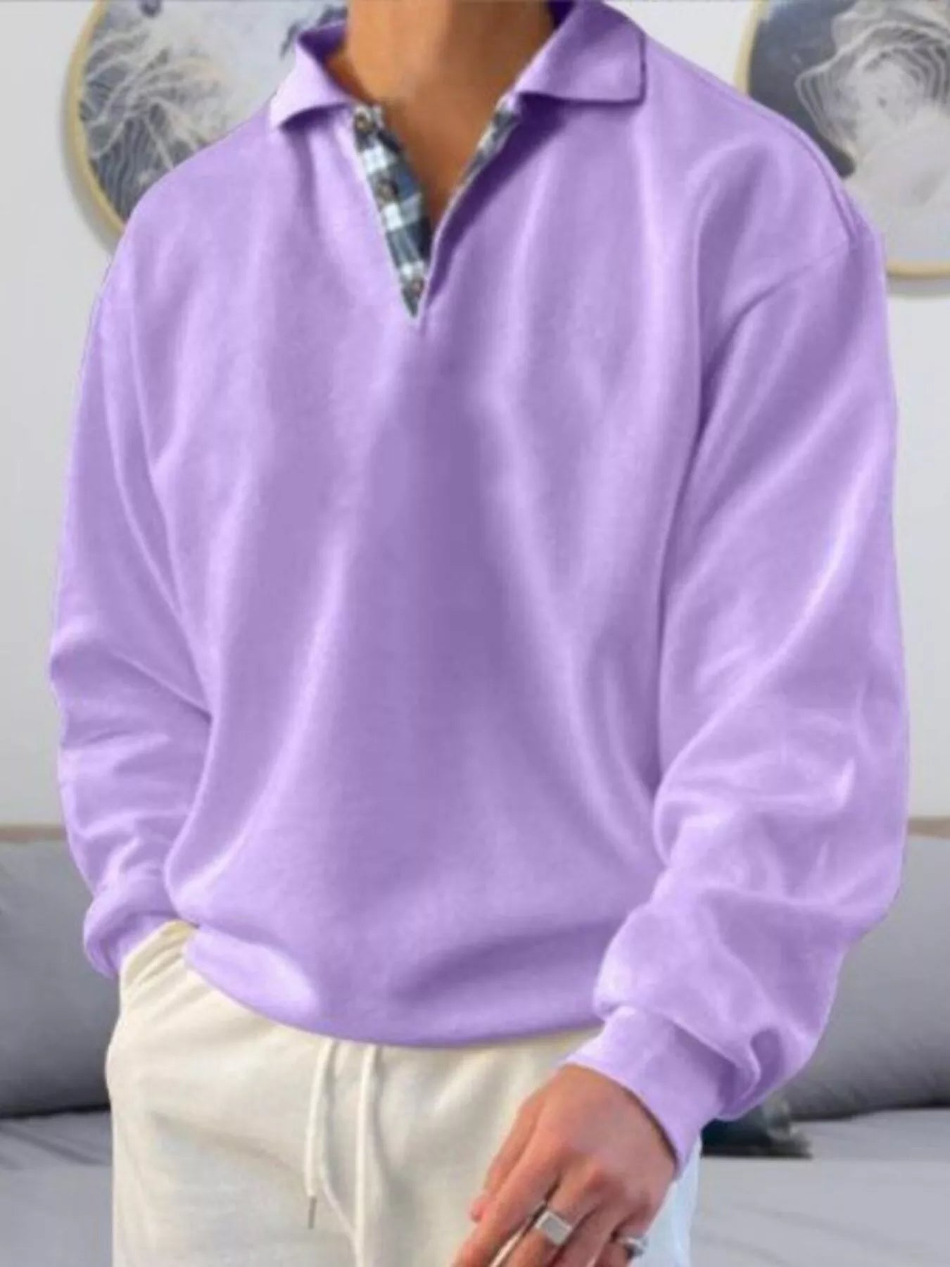 Large Mens Traditional Long Sleeve Polo Shirt