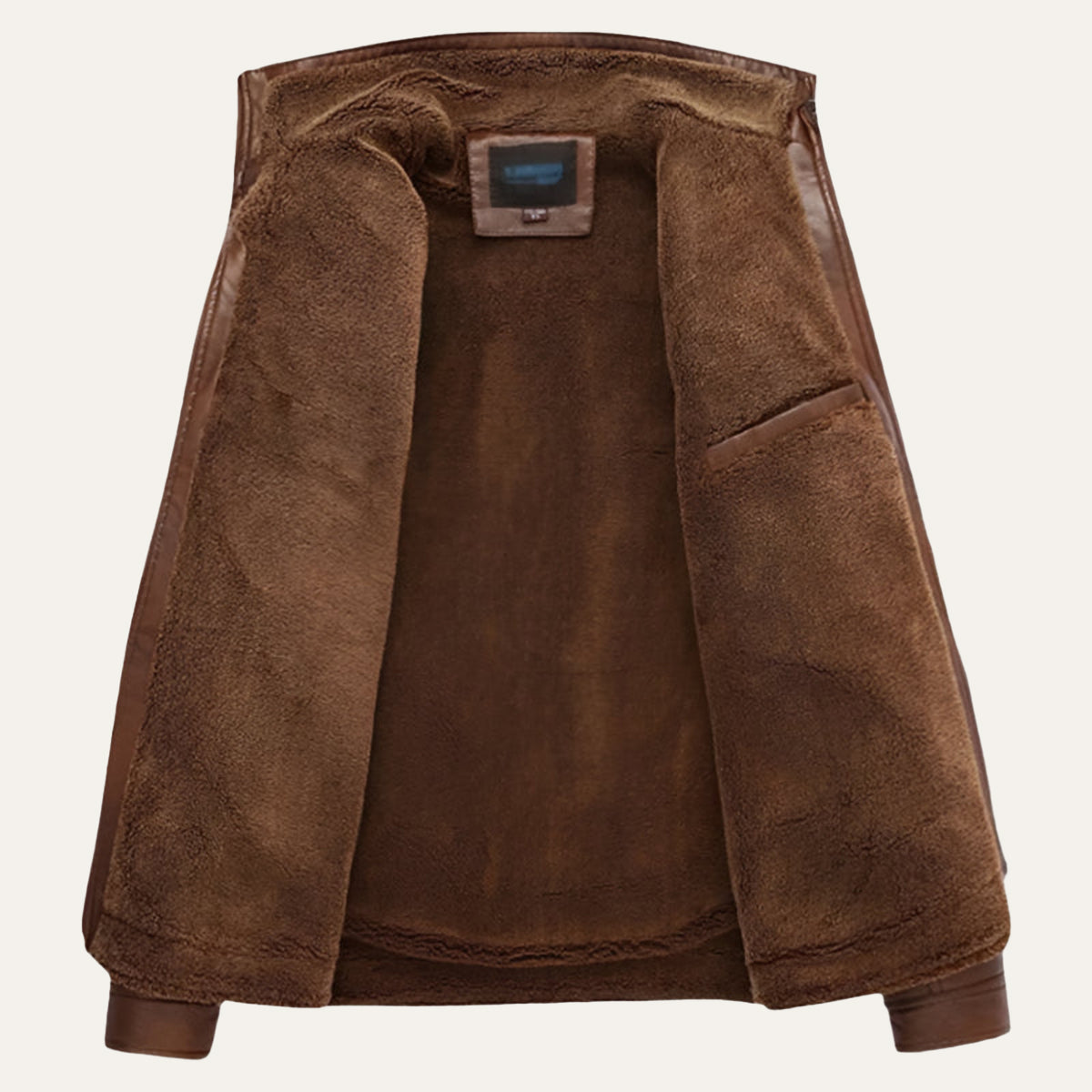 Classic Biker Leather Jacket with High Collar