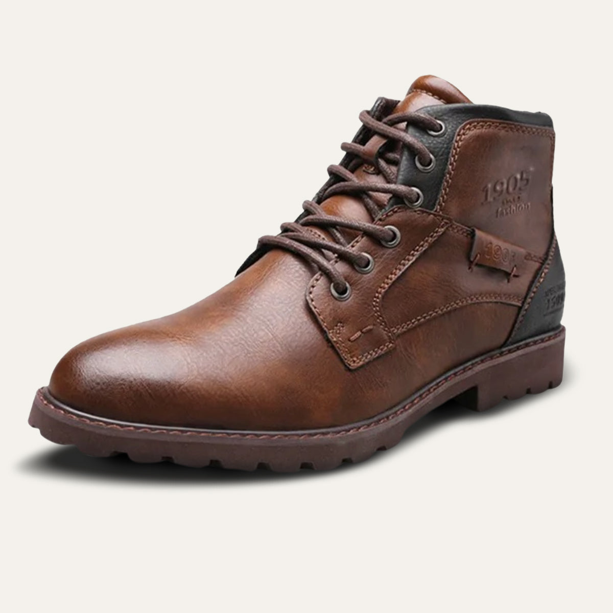Brown Leather Ankle Boots for Men