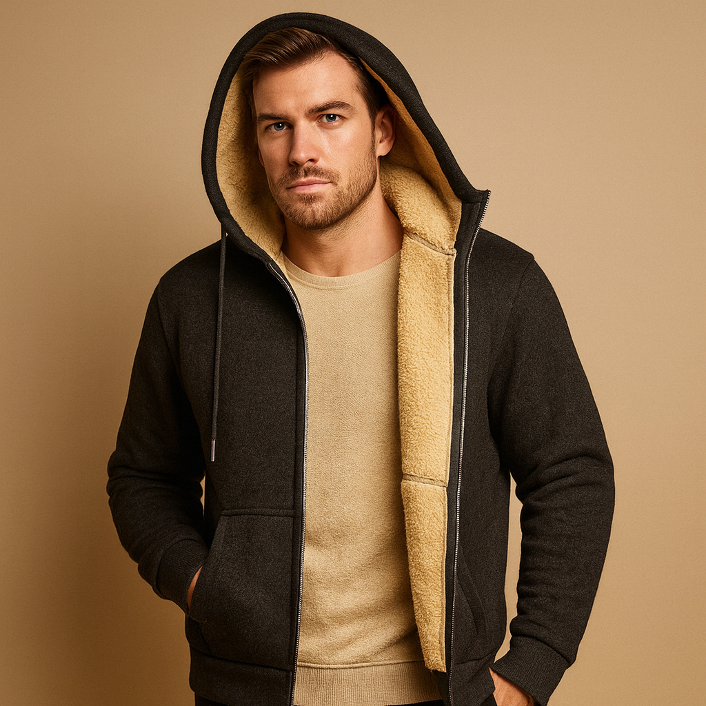 Cozy Mens Thick Hooded Fleece Jacket