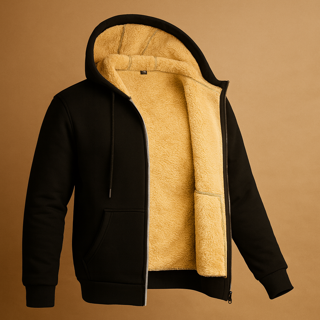 Cozy Mens Thick Hooded Fleece Jacket
