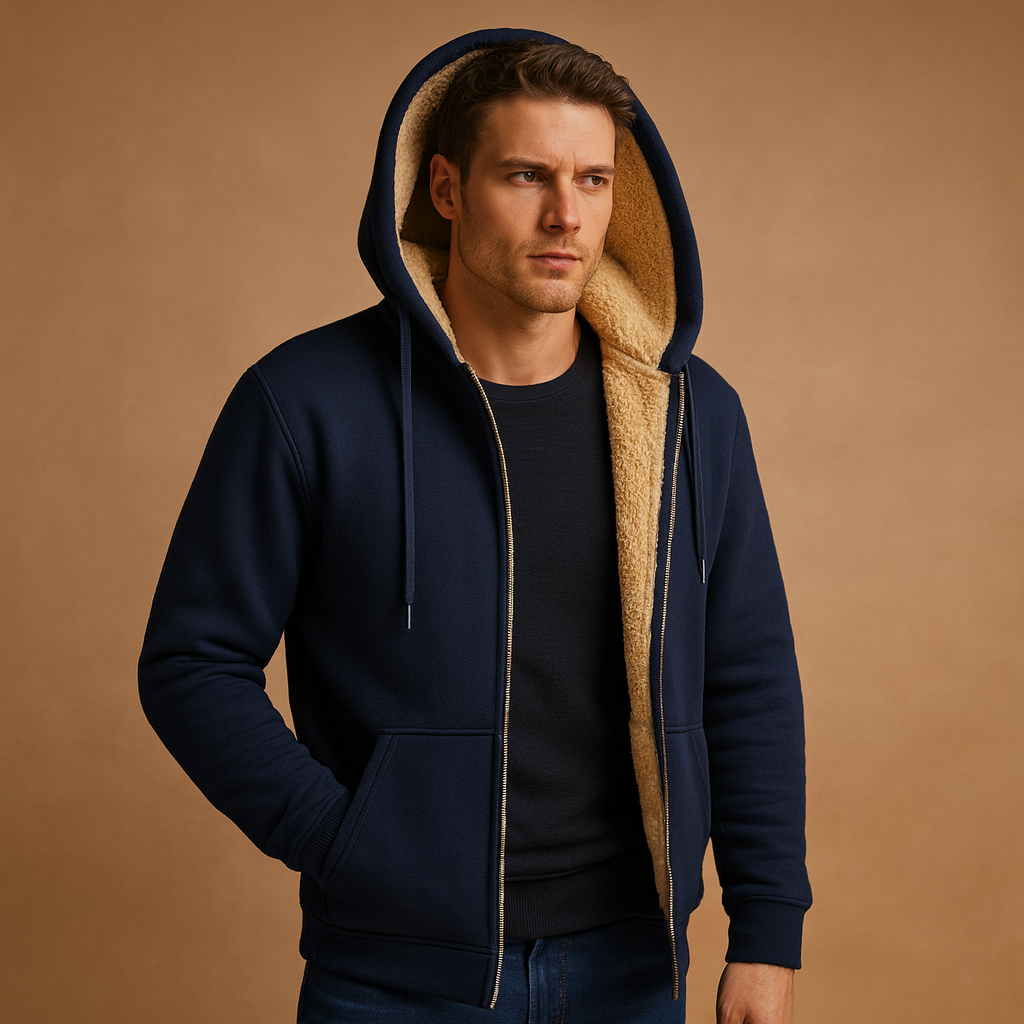 Cozy Mens Thick Hooded Fleece Jacket - OutfitLondon